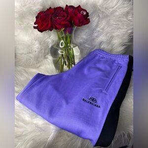 Balenciaga Grape/Black Technical Jersey Track Pants.  Authentic and like new.